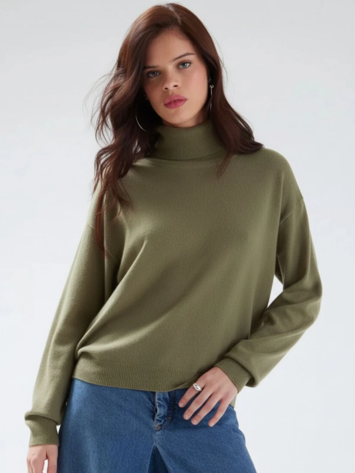 Malibu Roll Neck Jumper - Khaki