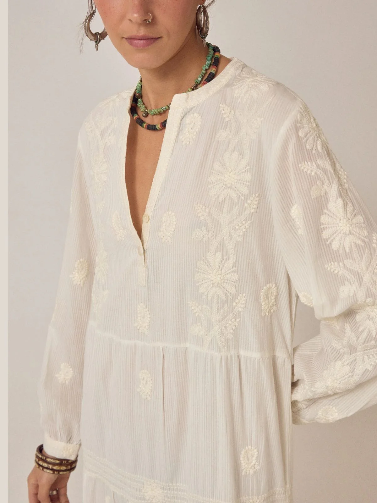 Lala Embroidered Dress - Ecru